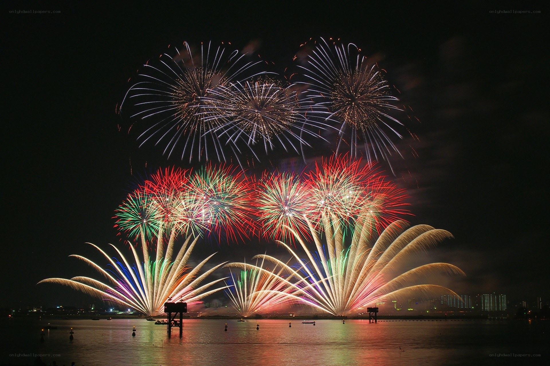 Fireworks over the water