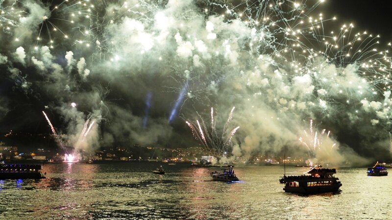 Fireworks over the water