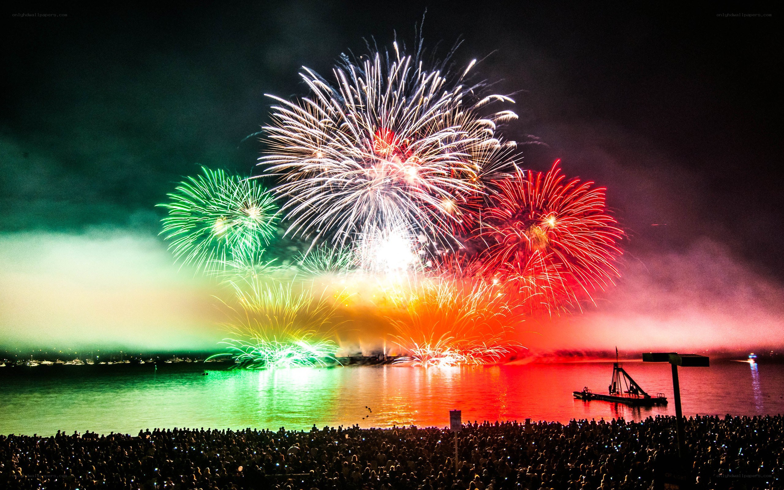 Fireworks over the water