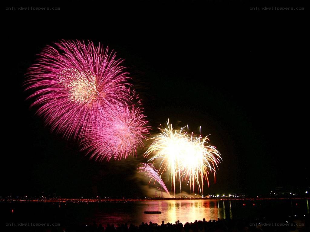 Fireworks over the water
