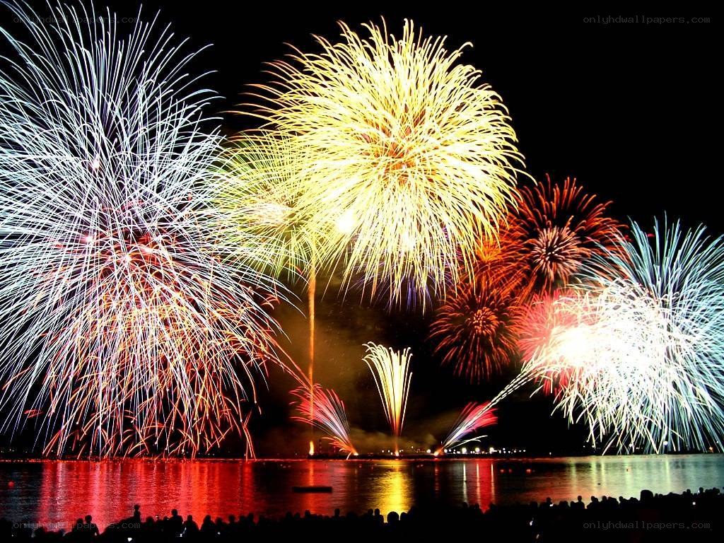 Fireworks over the water