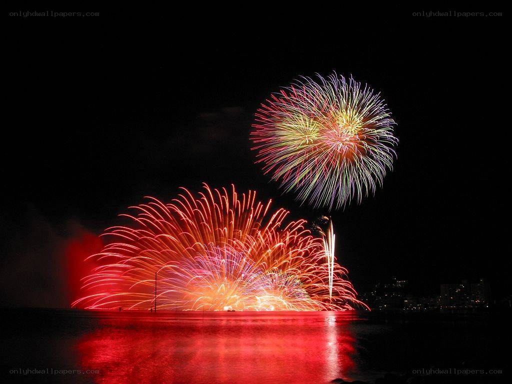 Fireworks over the water