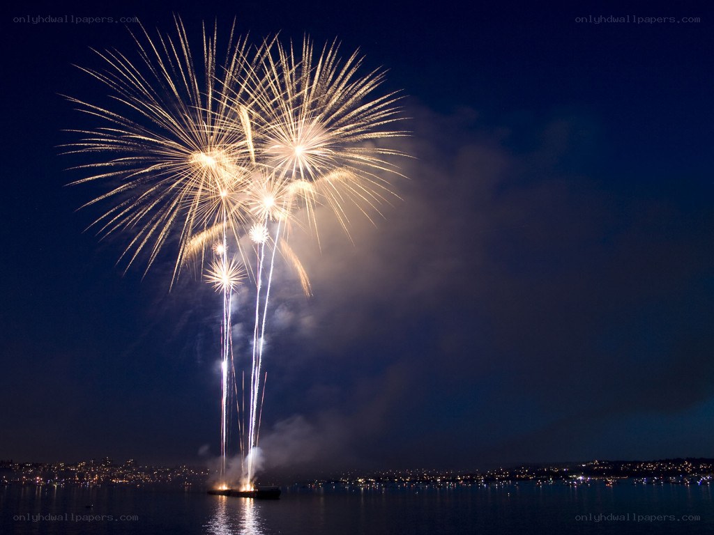 Fireworks over the water