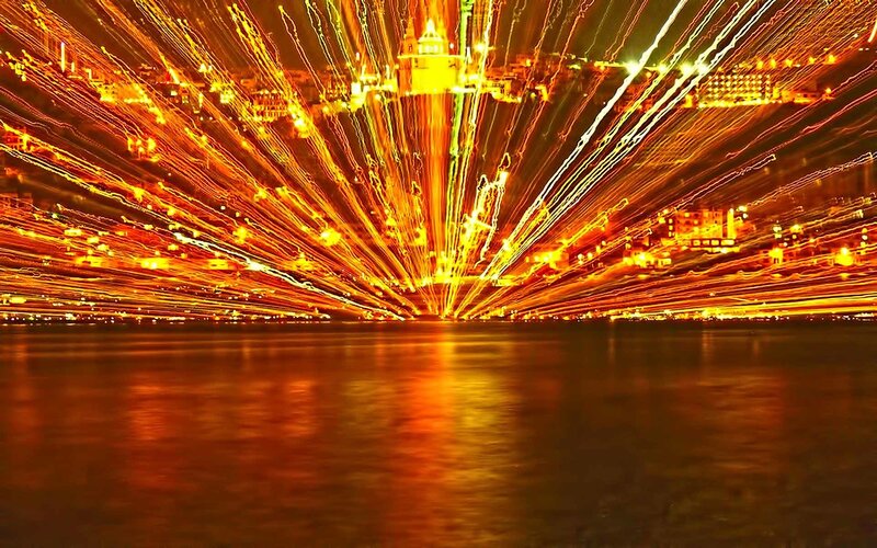 fireworks over the water