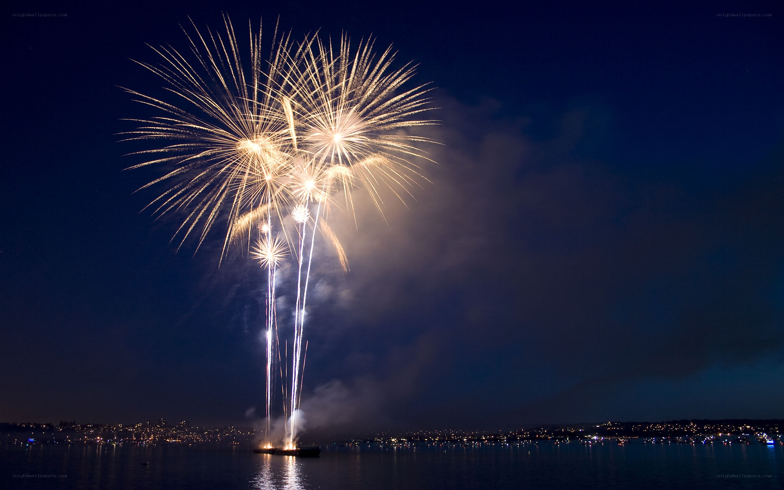 Fireworks over the water