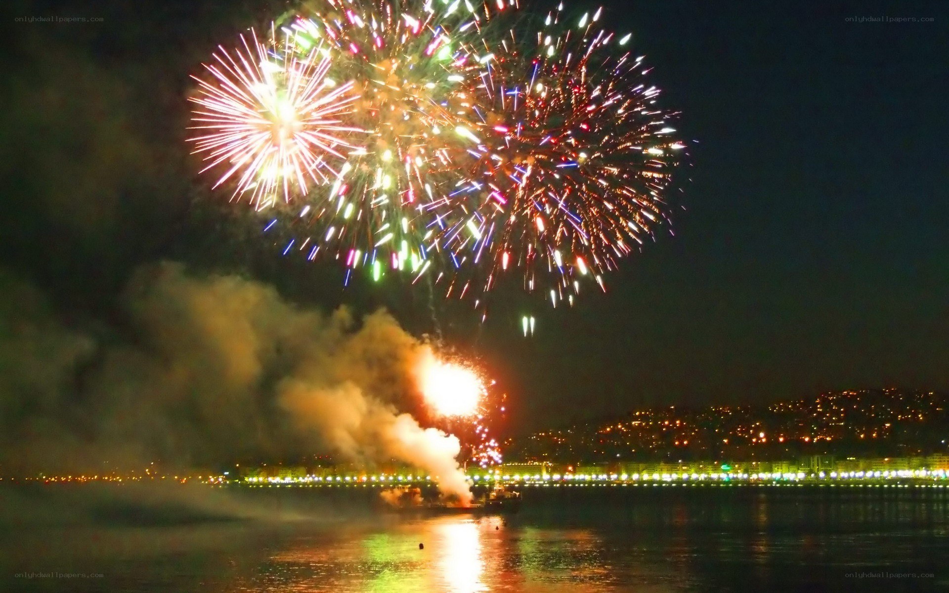 Fireworks over the water