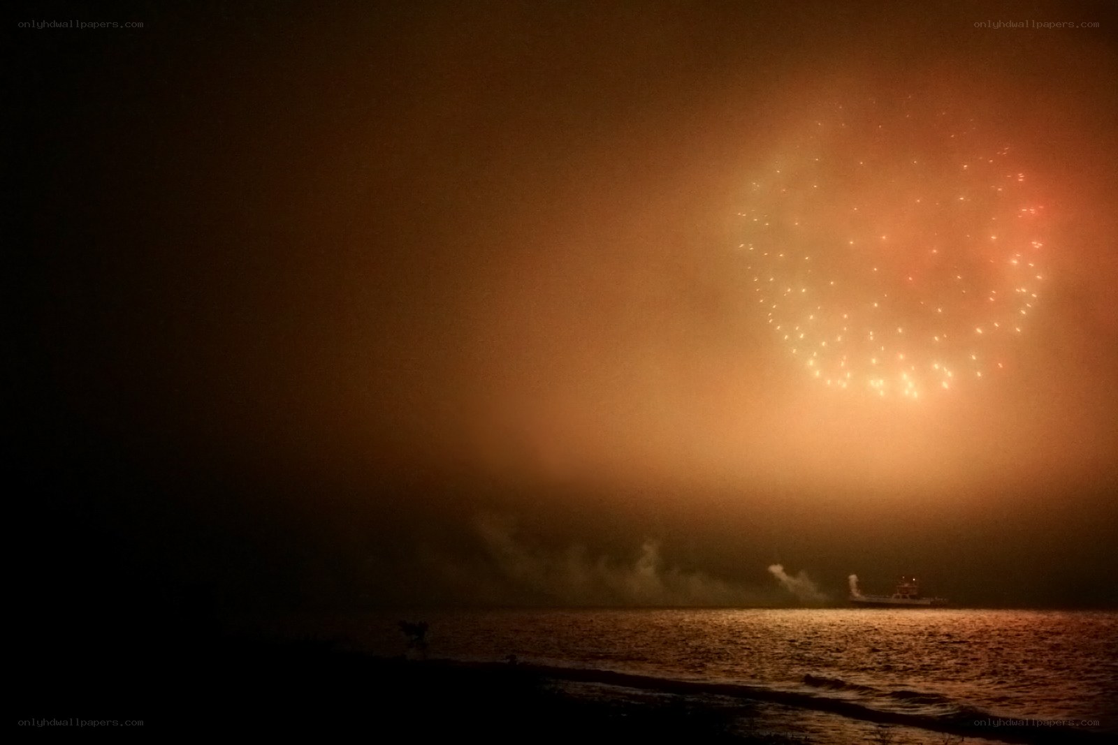 Fireworks over the water