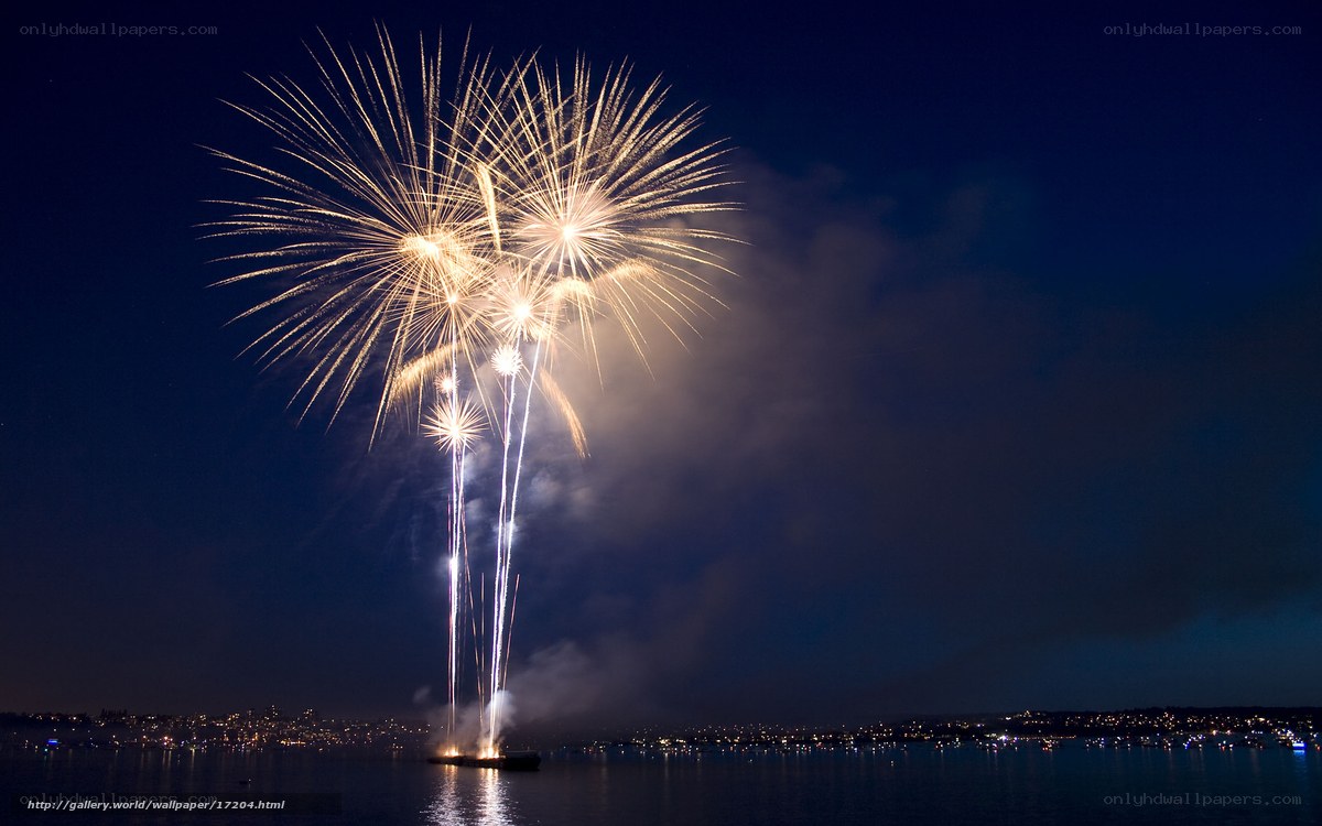 Fireworks over the water
