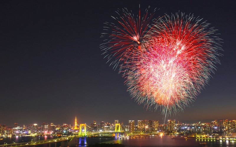 Fireworks over Tokyo Bay