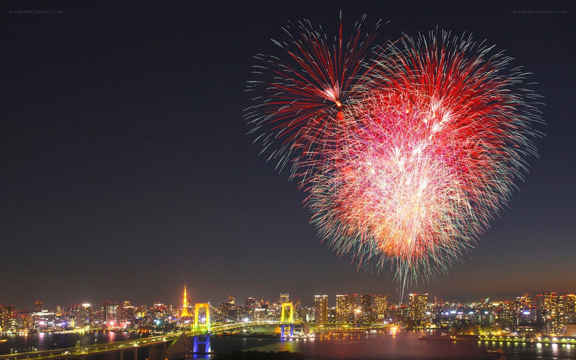 Fireworks over Tokyo Bay