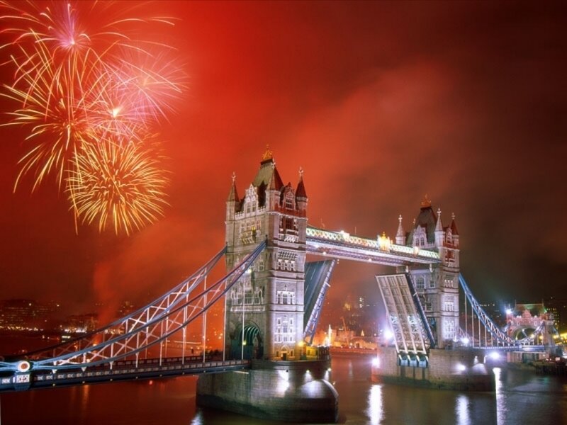 Fireworks over Tower Bridge