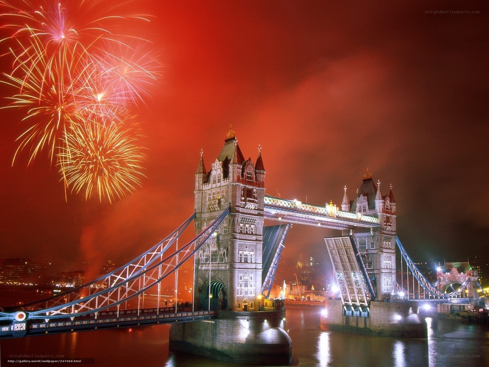 Fireworks over Tower Bridge