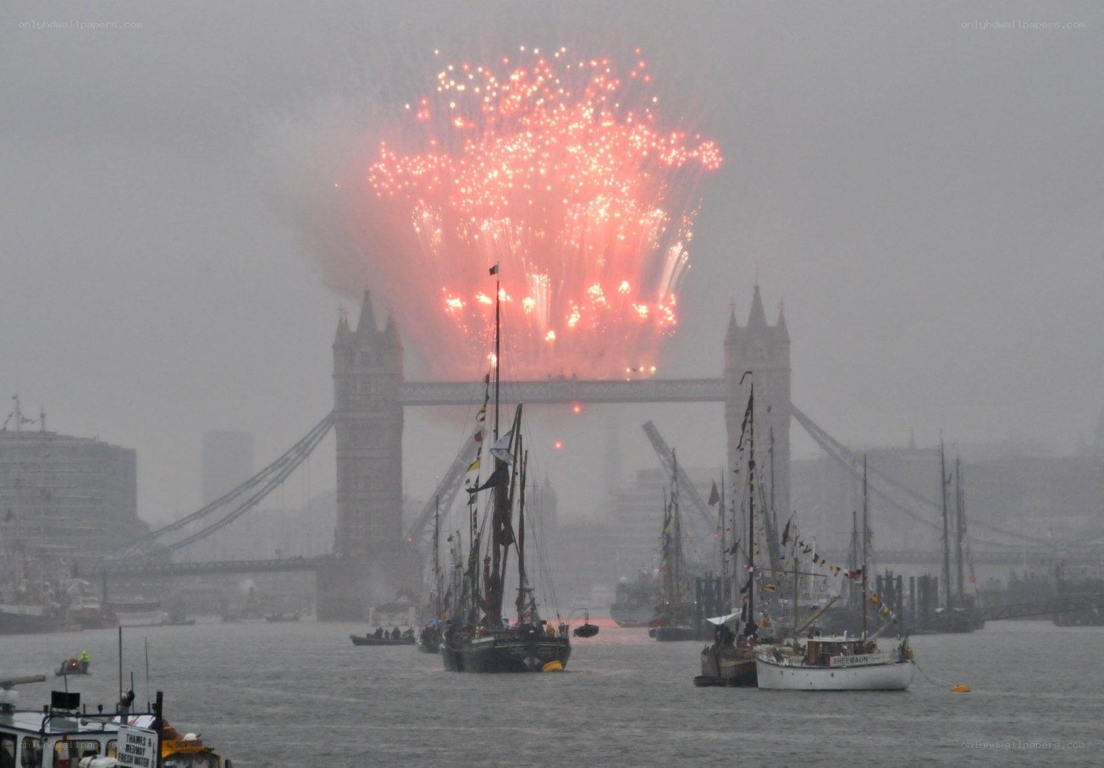 Fireworks over Tower Bridge