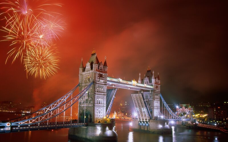 Fireworks over Tower Bridge