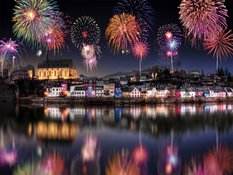 Fireworks over Town — Blue