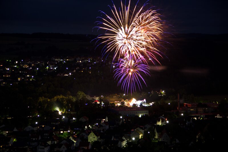 Fireworks over Town — Purple