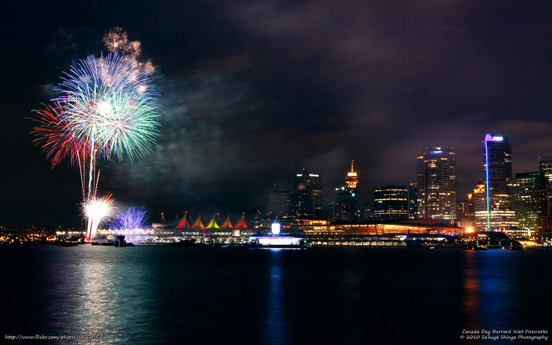Fireworks over Vancouver skyline