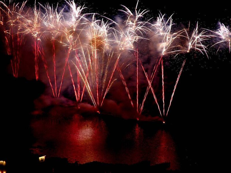 Fireworks over water
