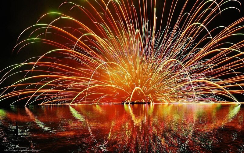 Fireworks over water display