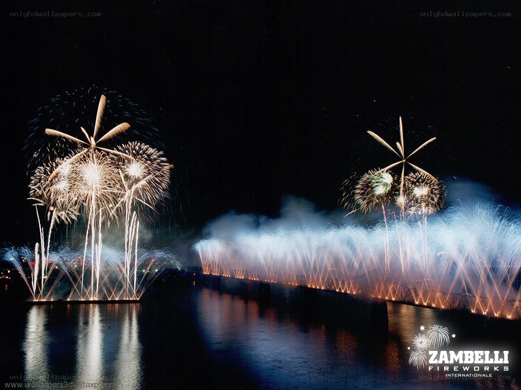 Fireworks over water display