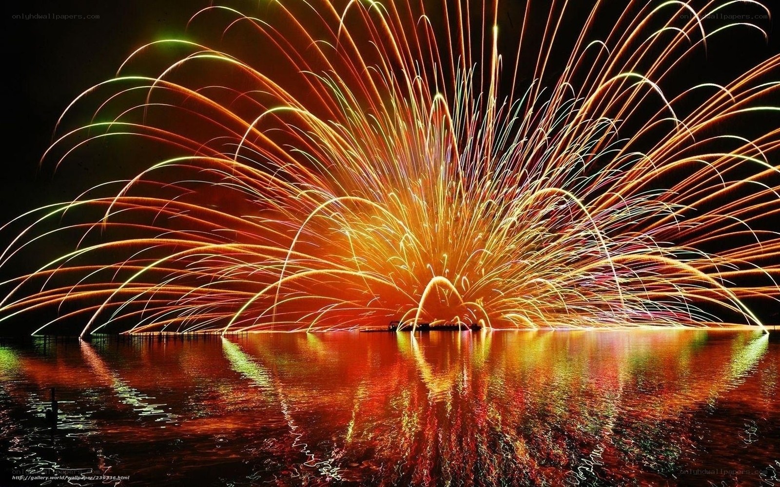 Fireworks over water display