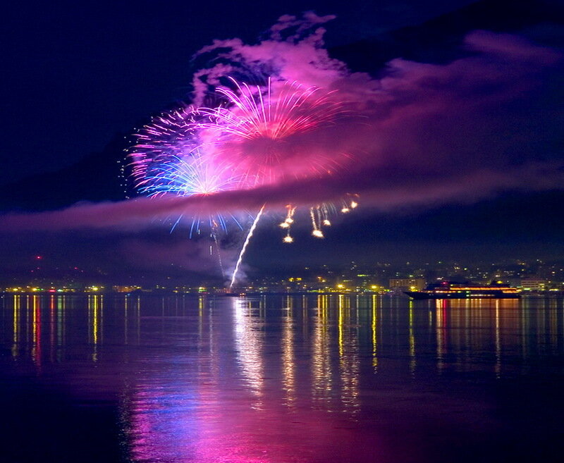 Fireworks over Water — Purple