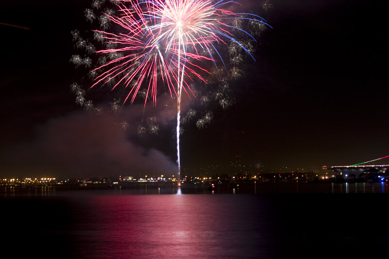 Fireworks over Water — Red