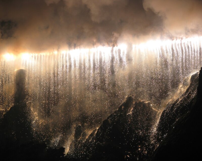 Fireworks over Waterfall