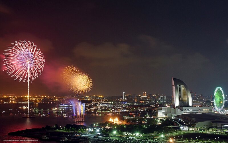 Fireworks over Yokohama Bay
