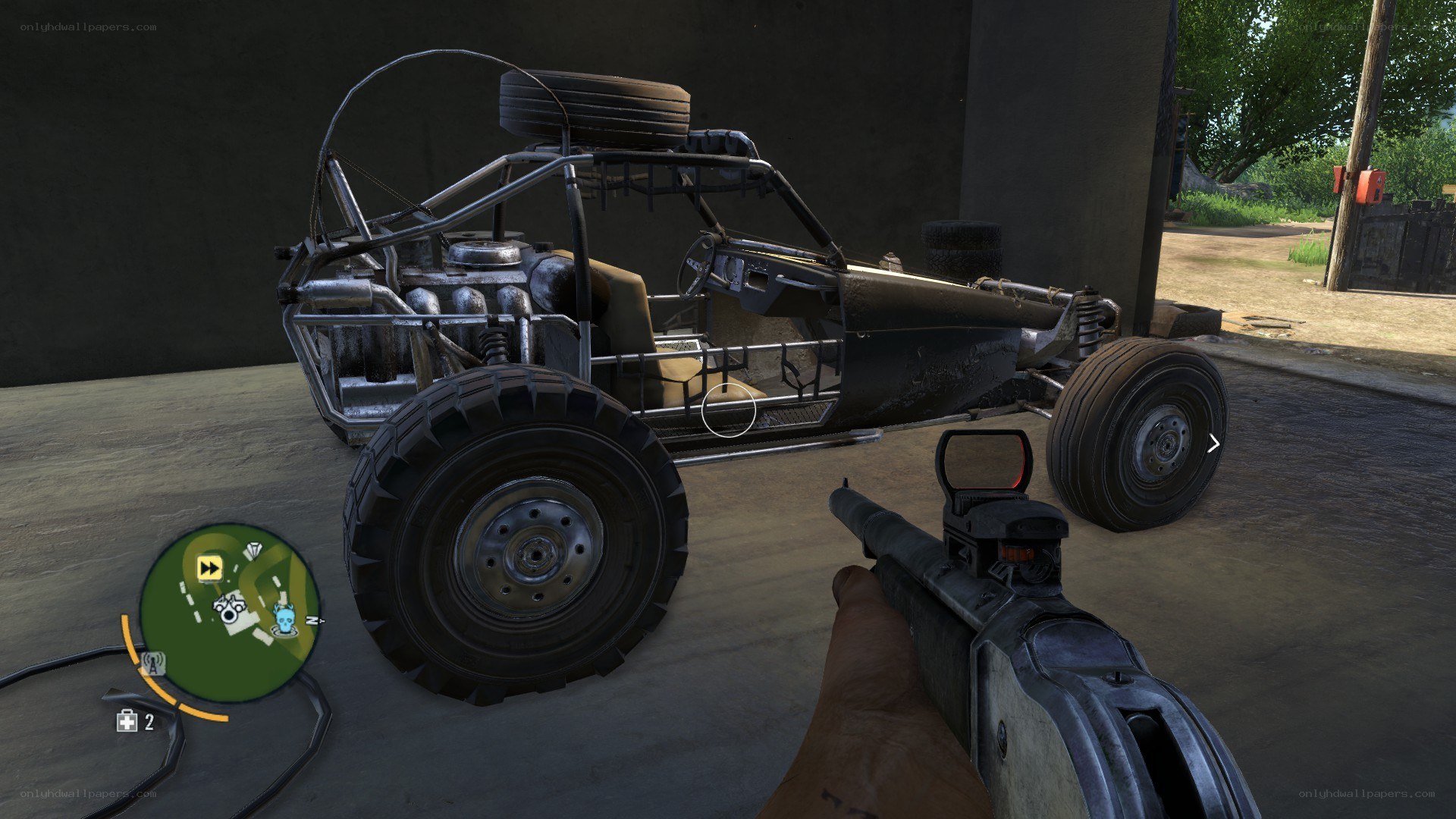 first-person shooter game scene