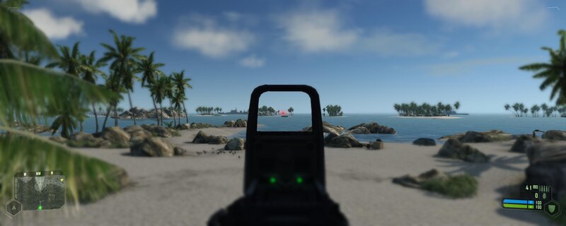 First-person shooter on tropical island