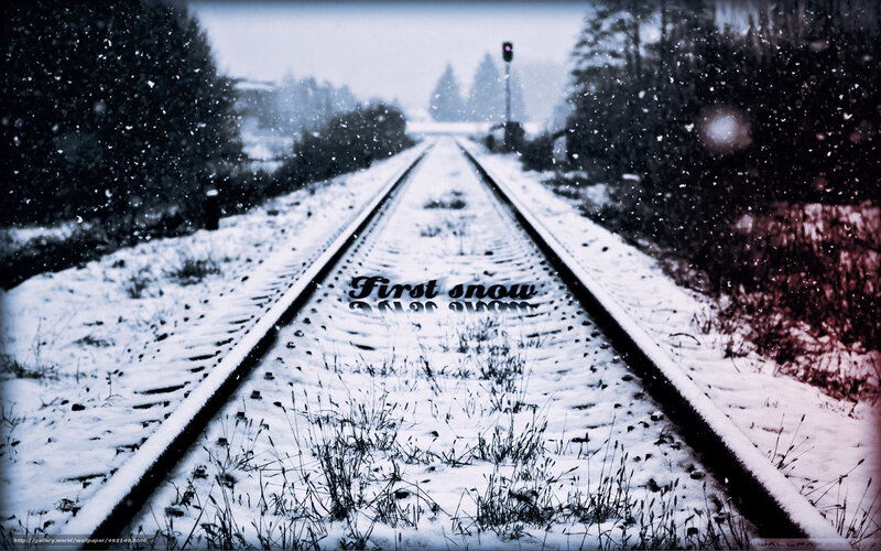 First snow on train tracks
