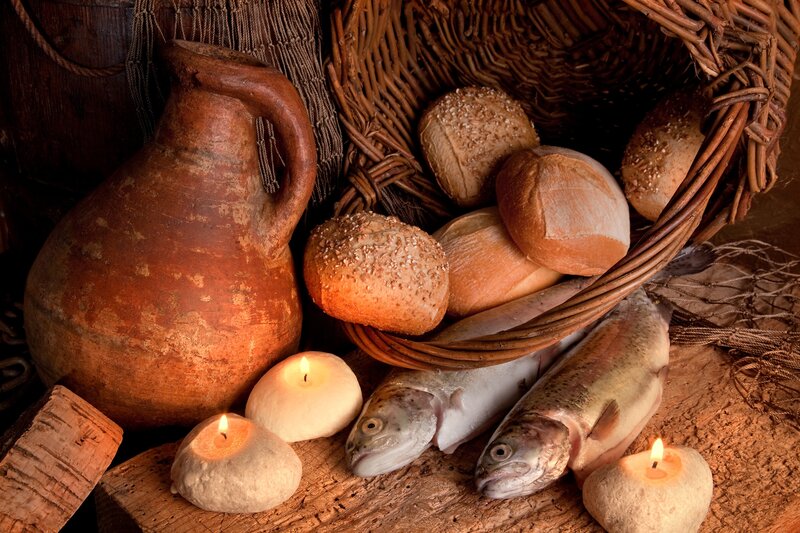 Fish and Bread in Basket