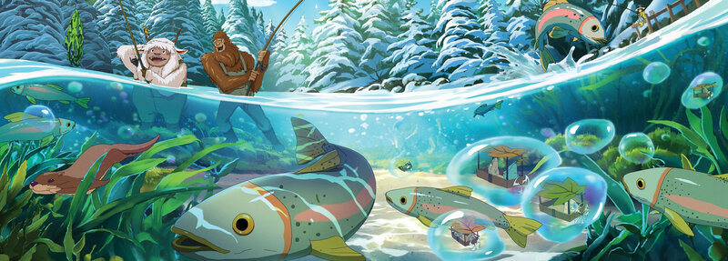 Fish and Creatures in River
