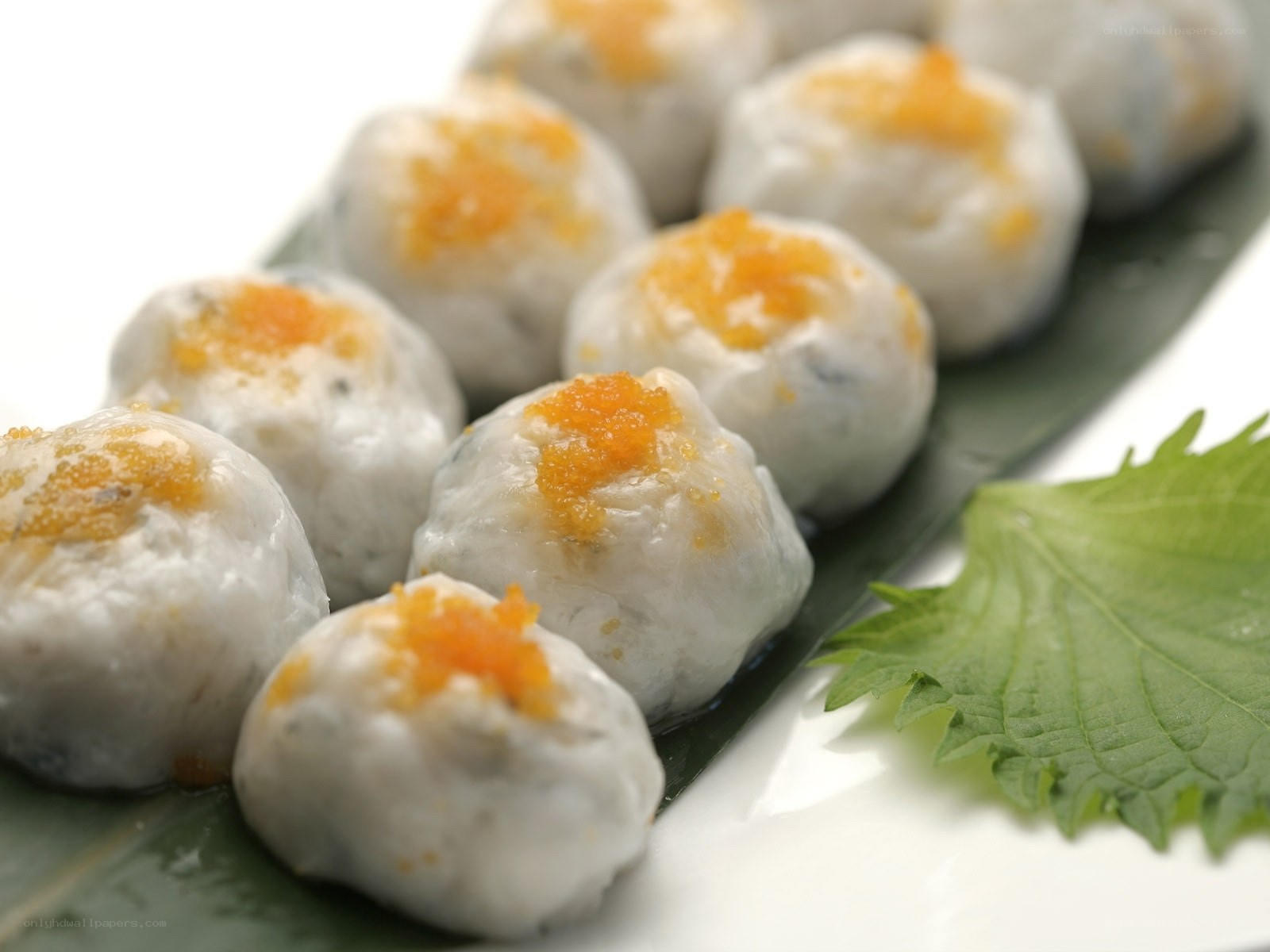 Fish balls with roe topping