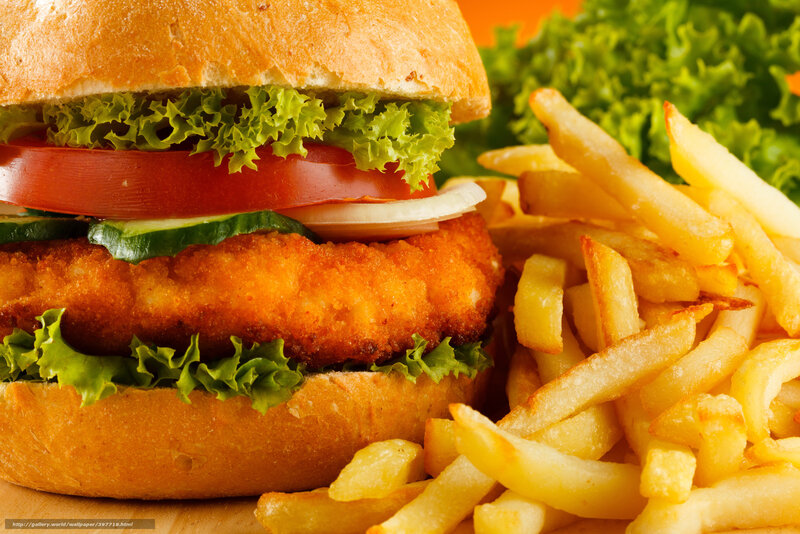Fish Burger with Fries — Yellow