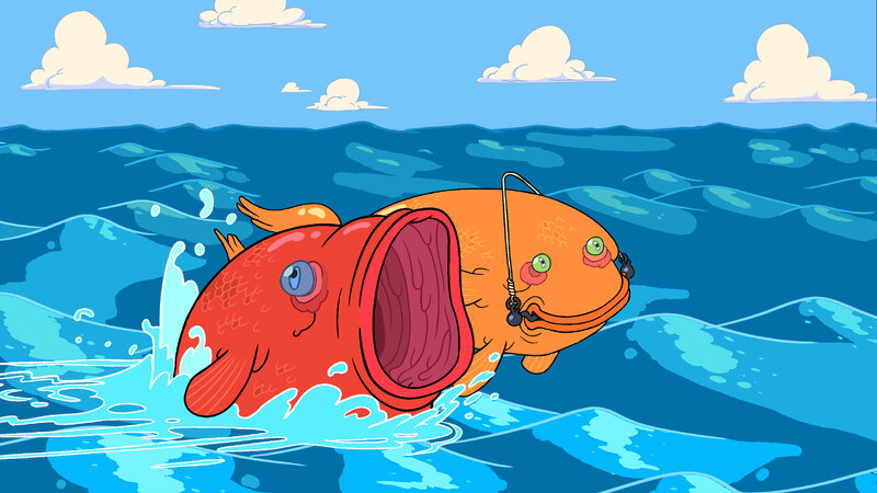 Fish caught on hook