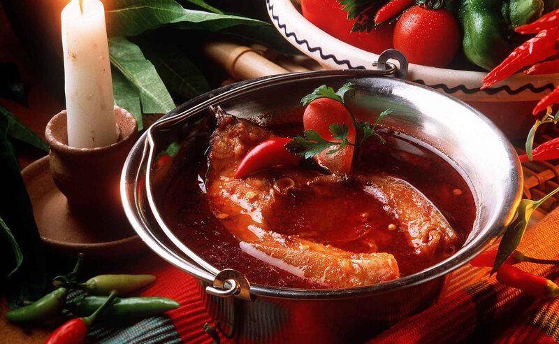 Fish Curry in Metal Pot