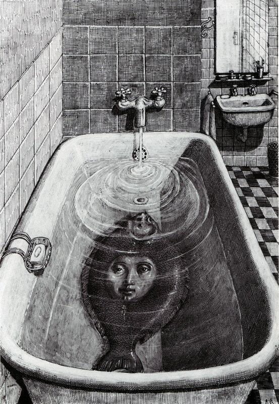 Fish-headed Person in Bathtub