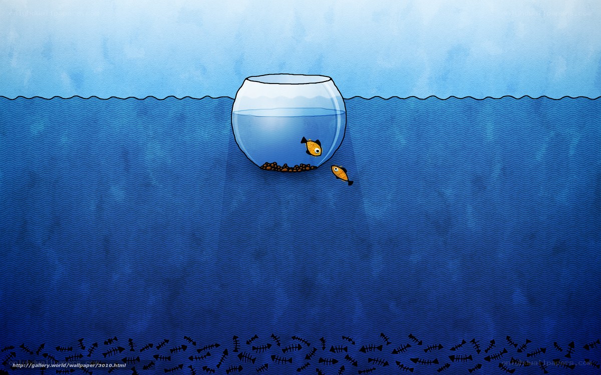 Fish in a bowl underwater