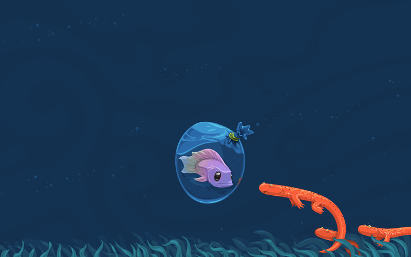 fish in a bubble underwater