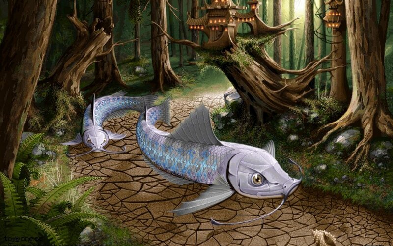 fish in a forest clearing