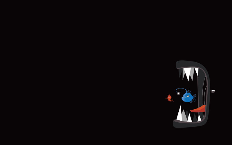 fish in a monster's mouth