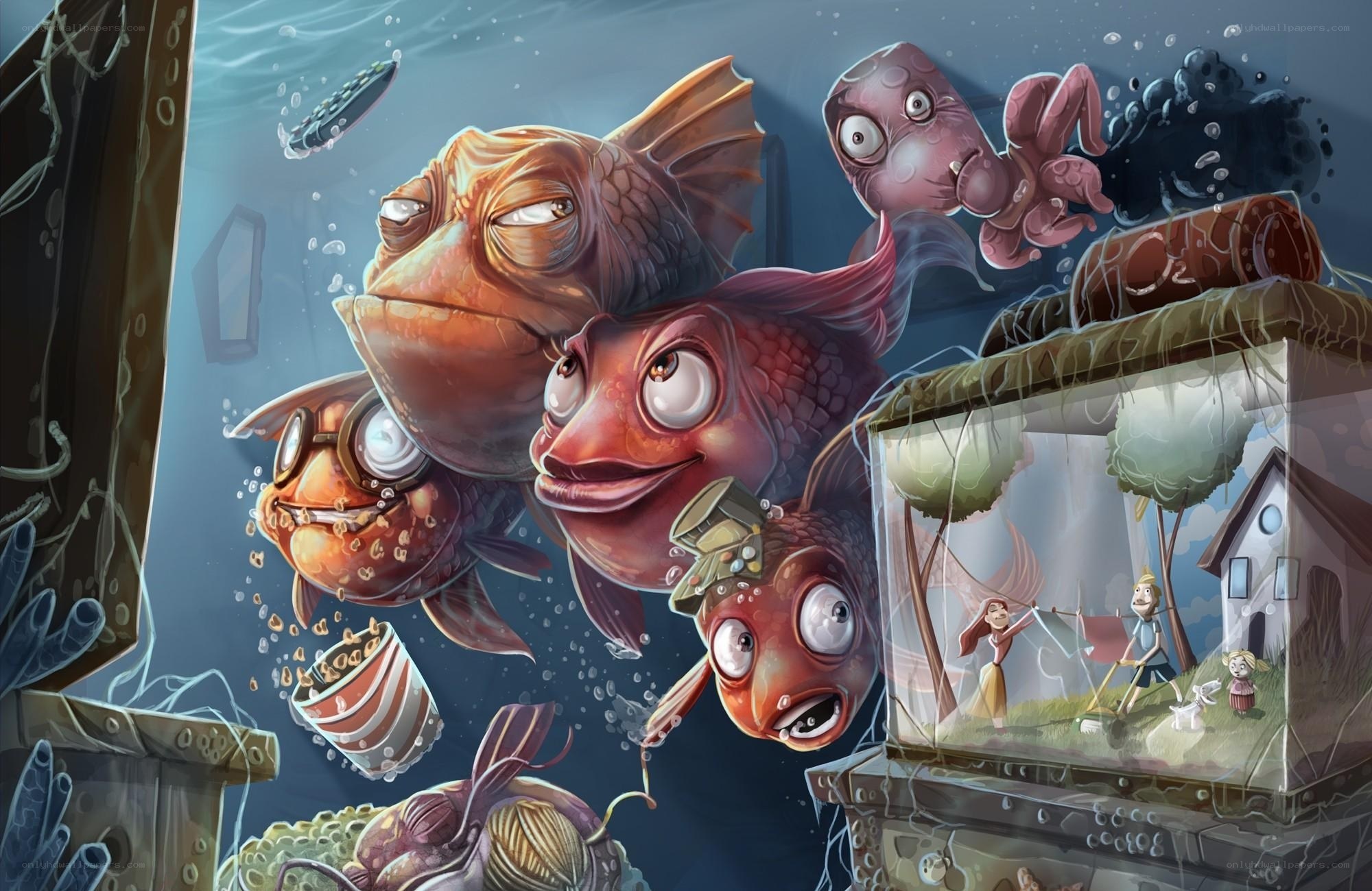 fish in a polluted aquarium