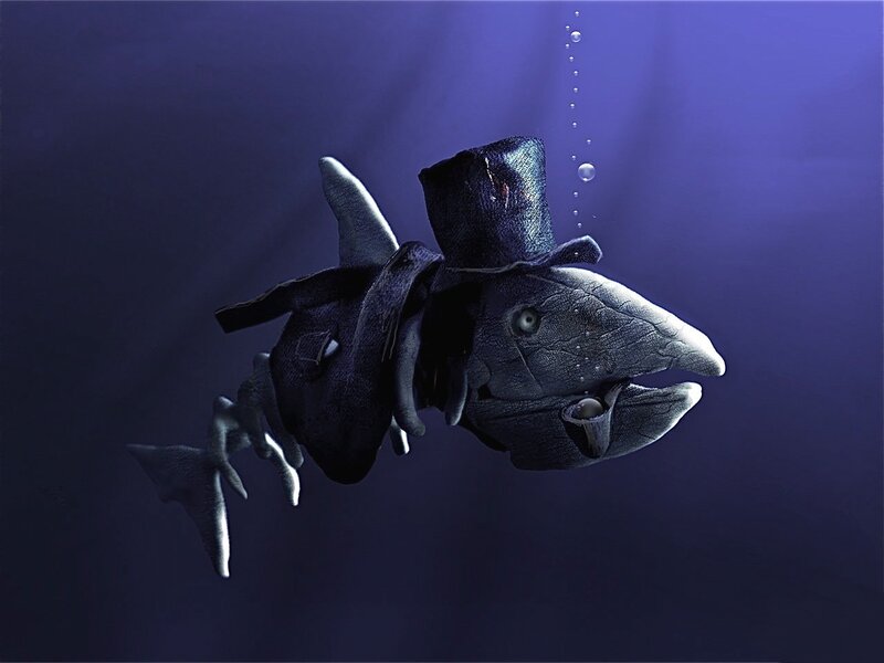 fish in a top hat underwater