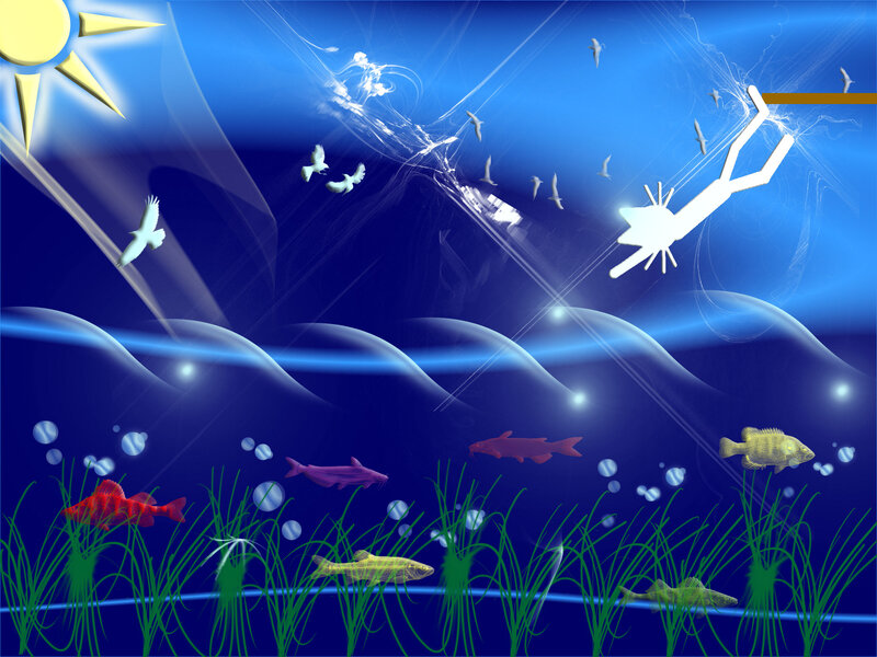 Fish in Underwater Scene — Blue