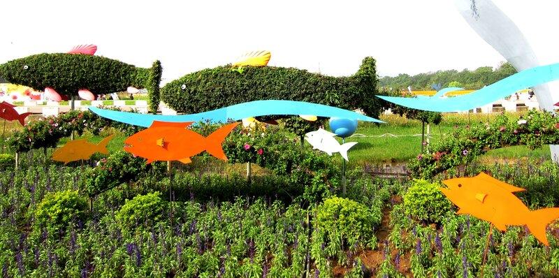Fish Sculptures in Garden
