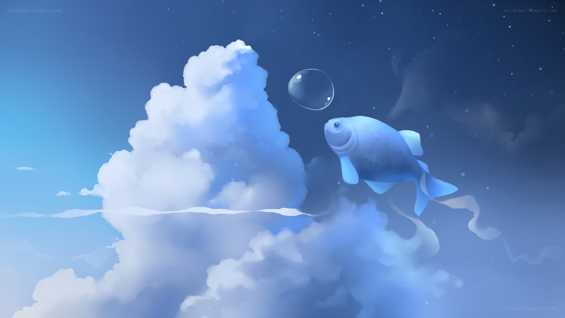 fish swimming in the sky