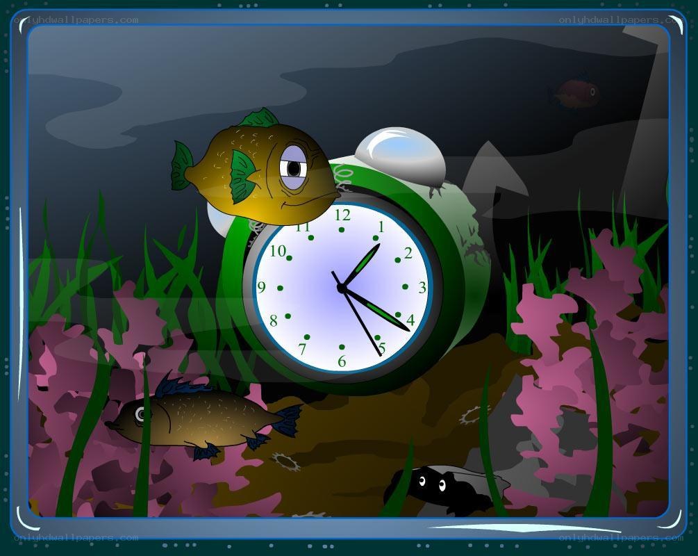 fish with alarm clock underwater