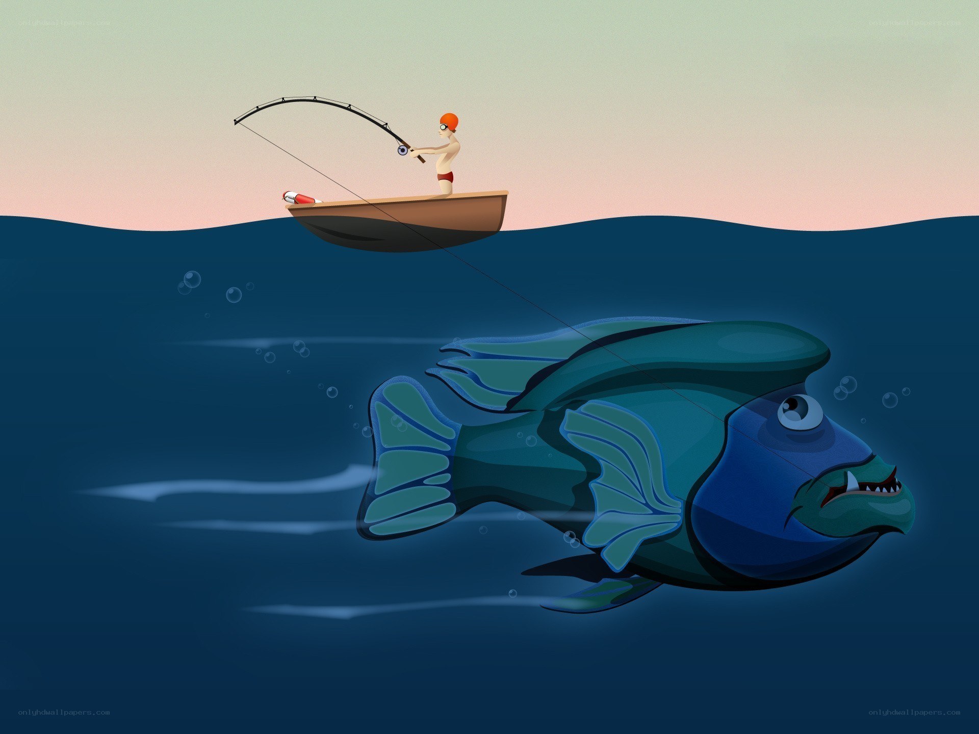 Fisherman and giant fish